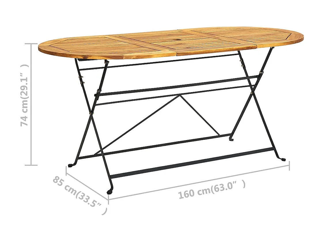 Table de jardin 160x85x74 Bois d'acacia massif Ovale
