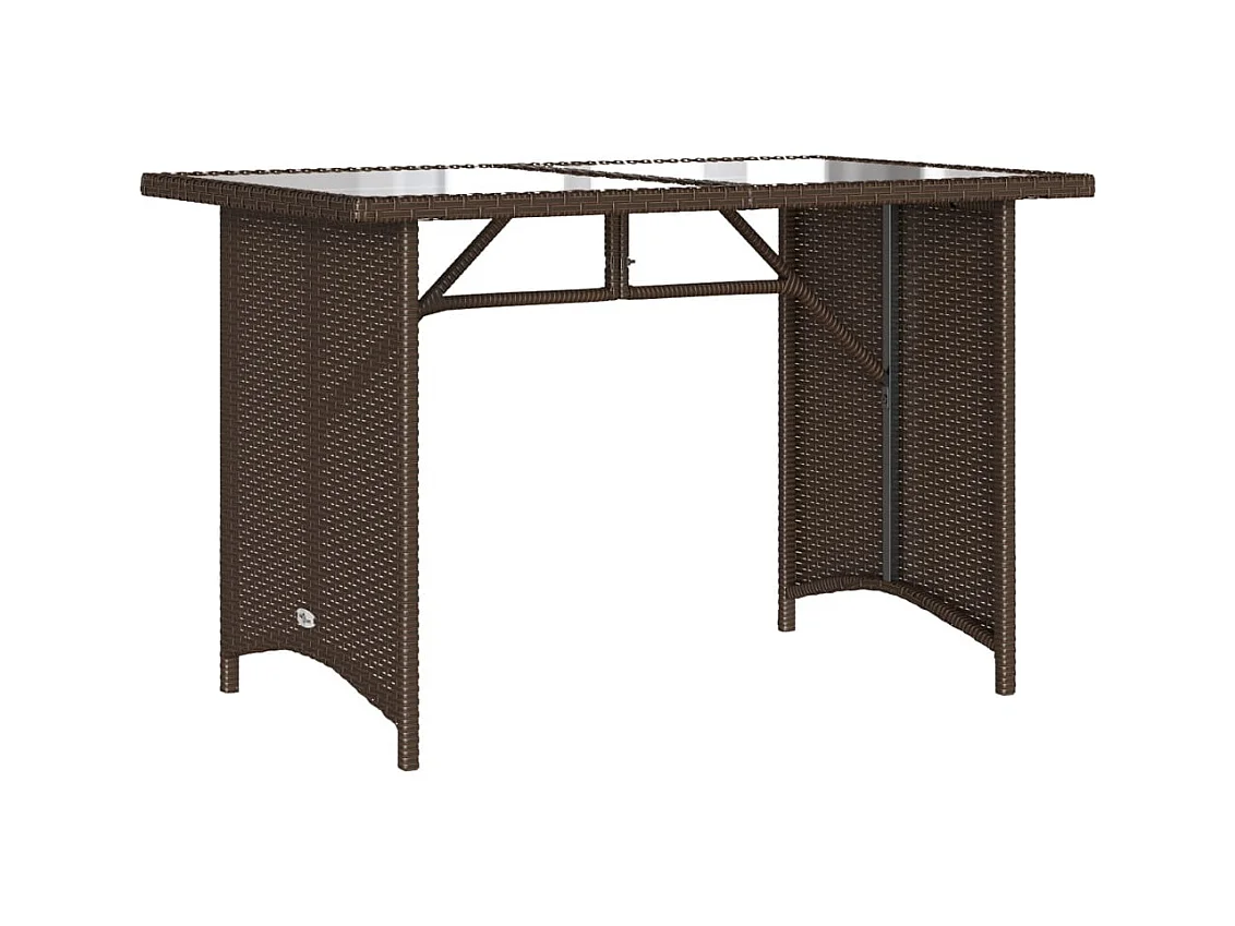 Table de jardin avec dessus en verre marron 110x68x70 rotin
