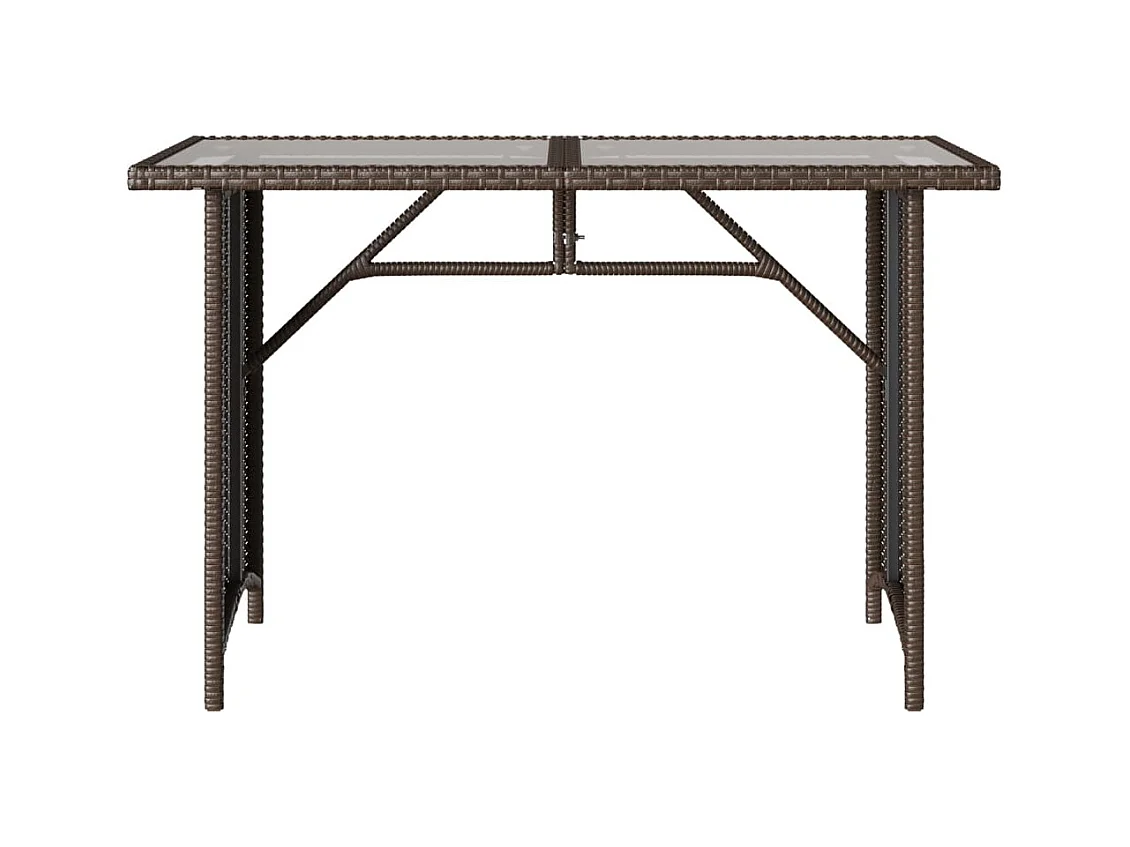 Table de jardin avec dessus en verre marron 110x68x70 rotin