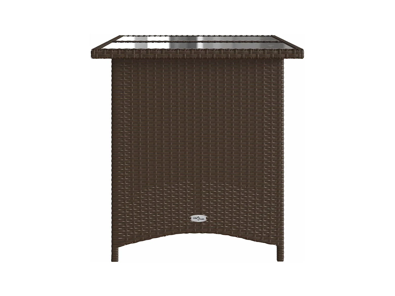 Table de jardin avec dessus en verre marron 110x68x70 rotin