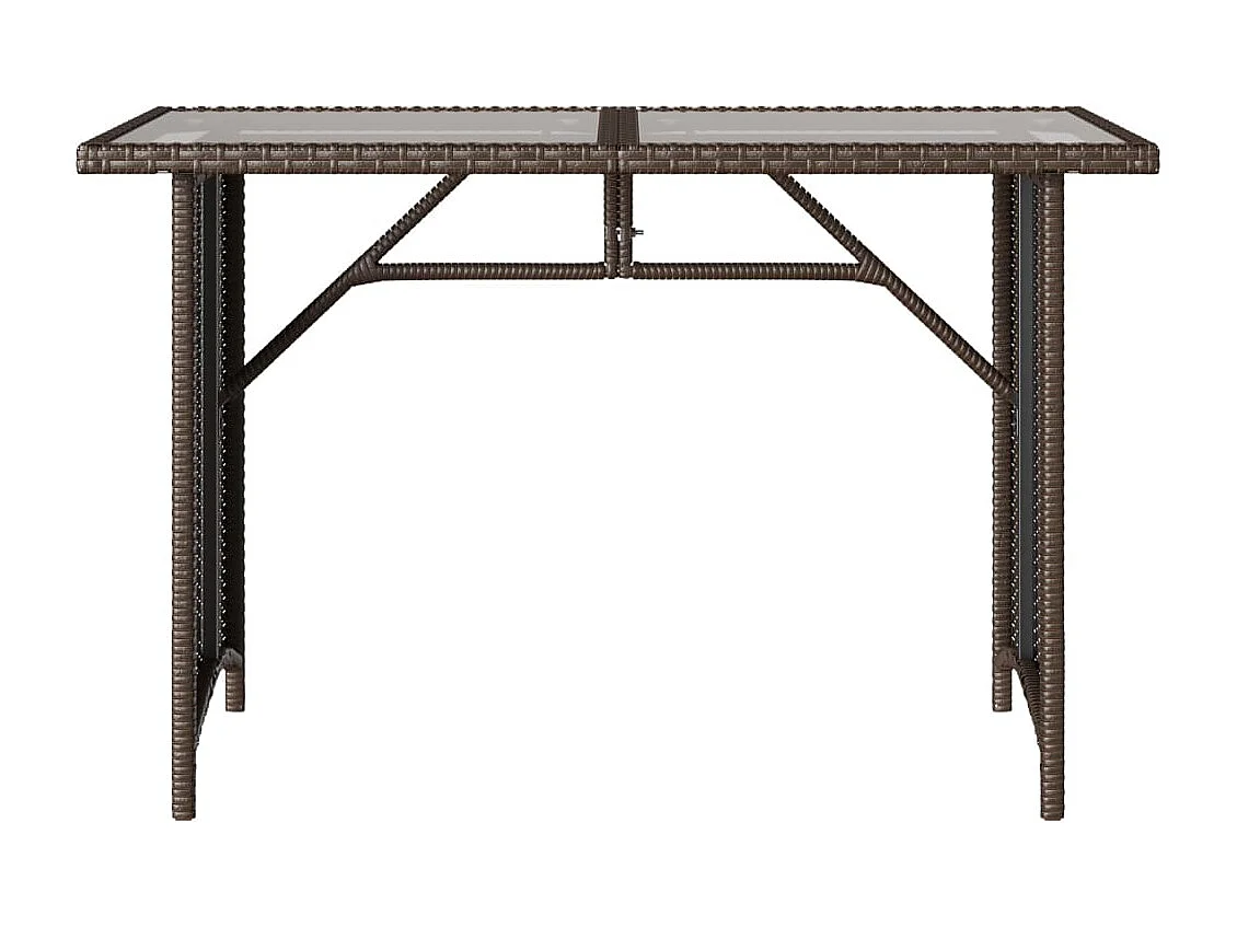 Table de jardin avec dessus en verre marron 110x68x70 rotin