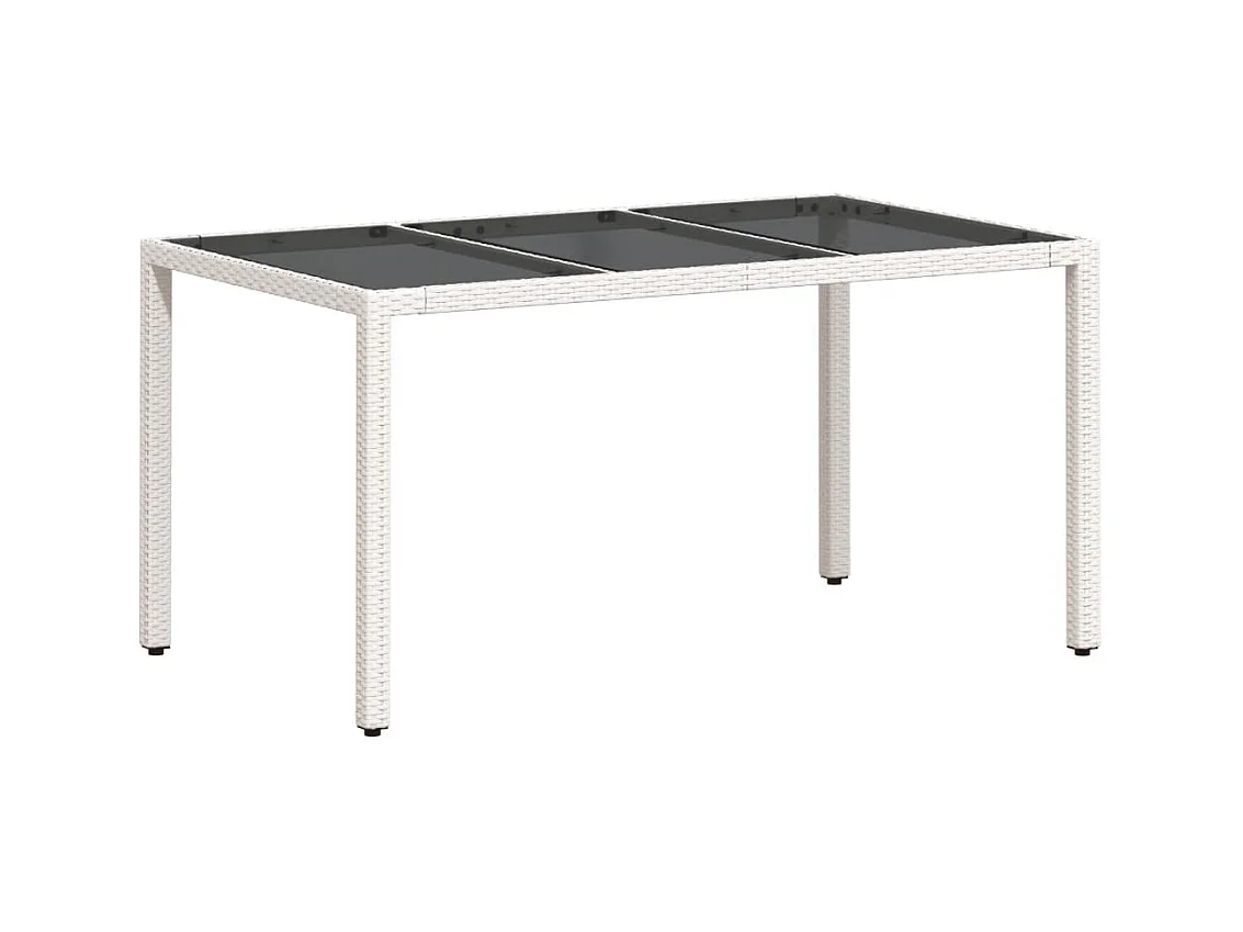 Table de jardin avec dessus en verre blanc résine tressée