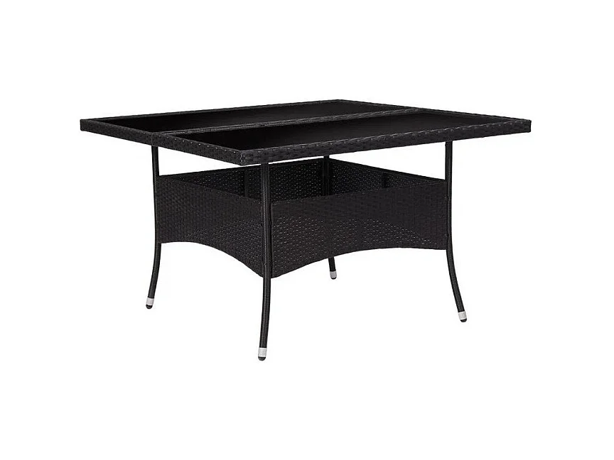 Table de jardin carrée verre trempé et résine noire Abee