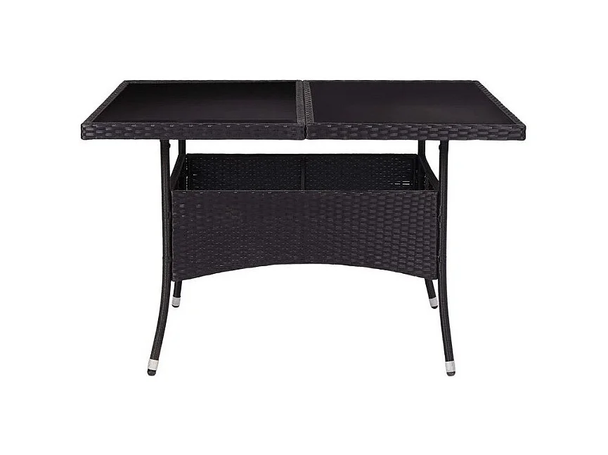 Table de jardin carrée verre trempé et résine noire Abee