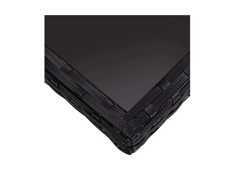 Table de jardin carrée verre trempé et résine noire Abee