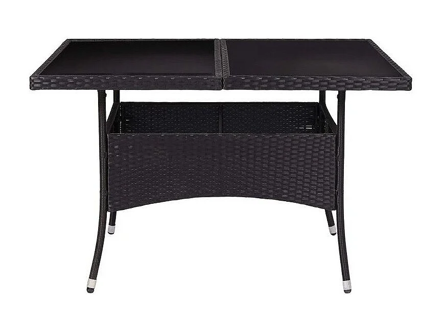 Table de jardin carrée verre trempé et résine noire Abee