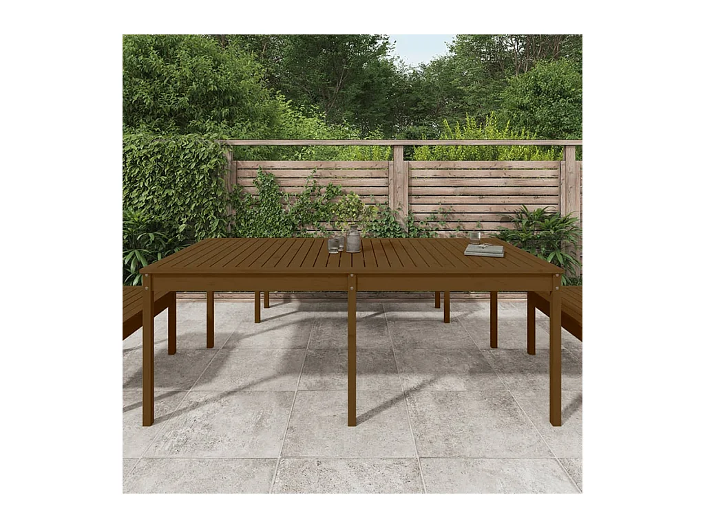 Table de jardin marron miel 203,5x100x76 bois massif de pin