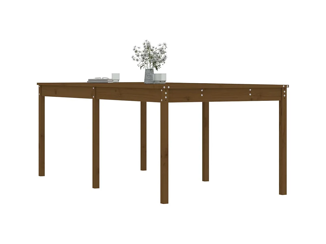 Table de jardin marron miel 203,5x100x76 bois massif de pin