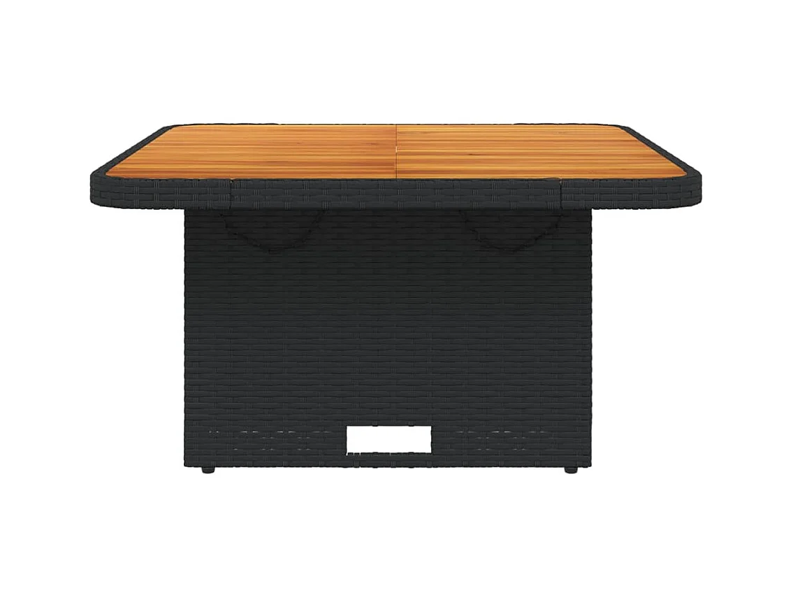 Table de jardin noir 80x80x71 résine tressée et bois acacia