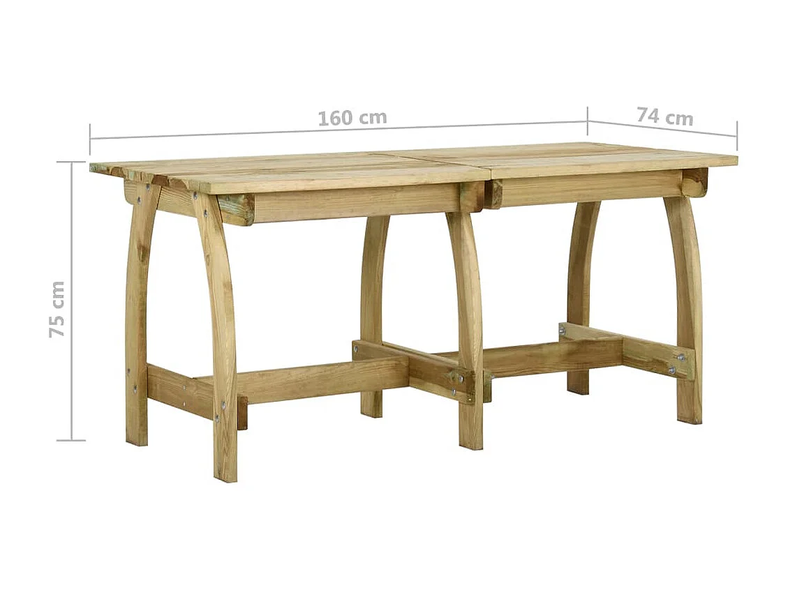 Table de jardin 160x74x75 Bois de pin imprégné