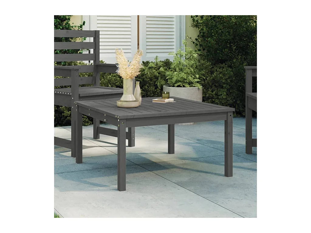 Table de jardin gris 82,5x82,5x45 bois massif de pin