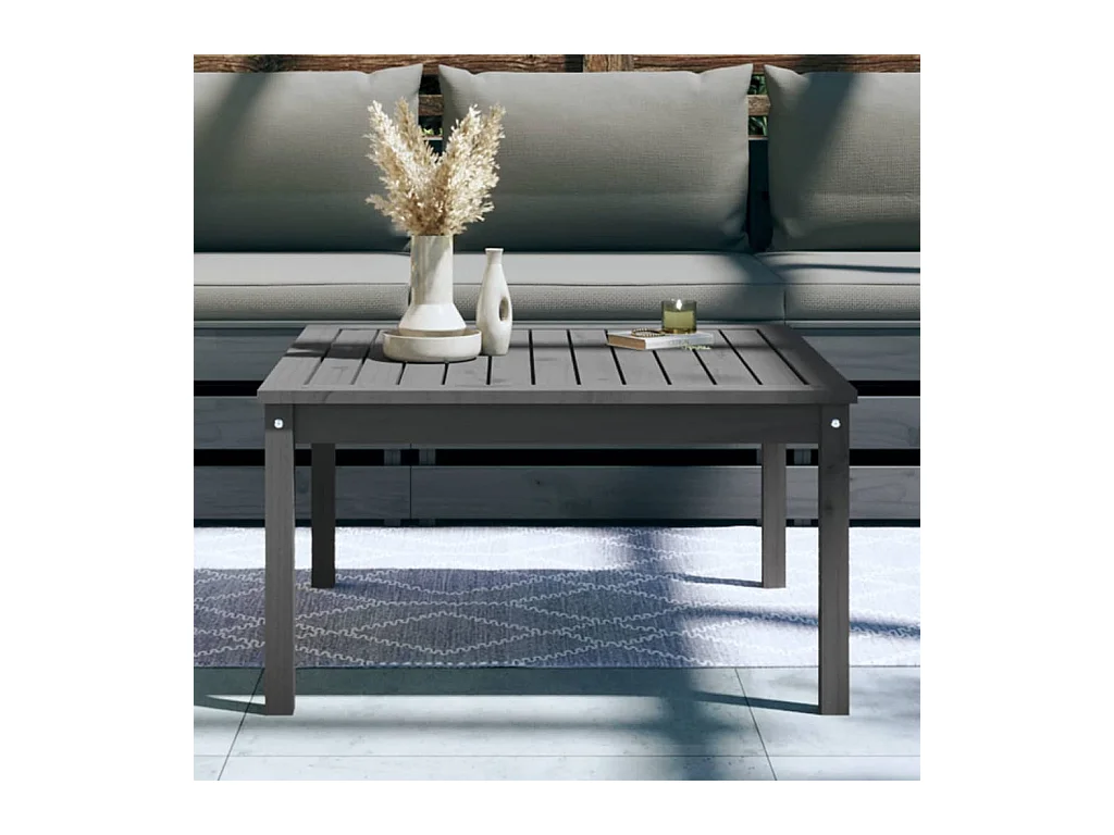 Table de jardin gris 82,5x82,5x45 bois massif de pin