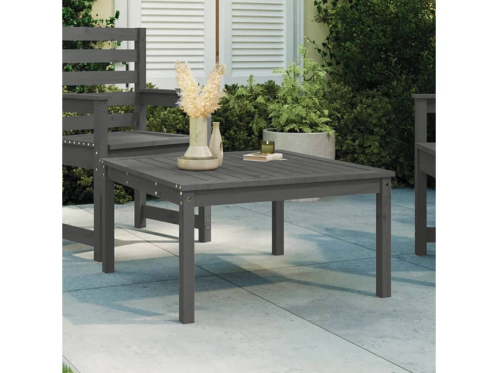 Table de jardin gris 82,5x82,5x45 bois massif de pin
