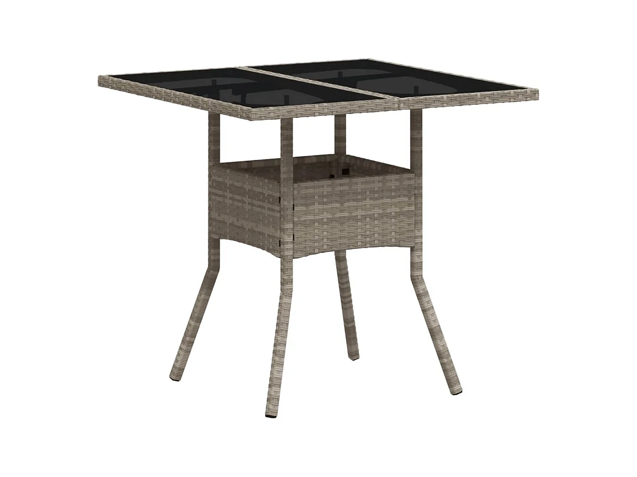 Table de jardin avec dessus en verre gris clair résine tressée