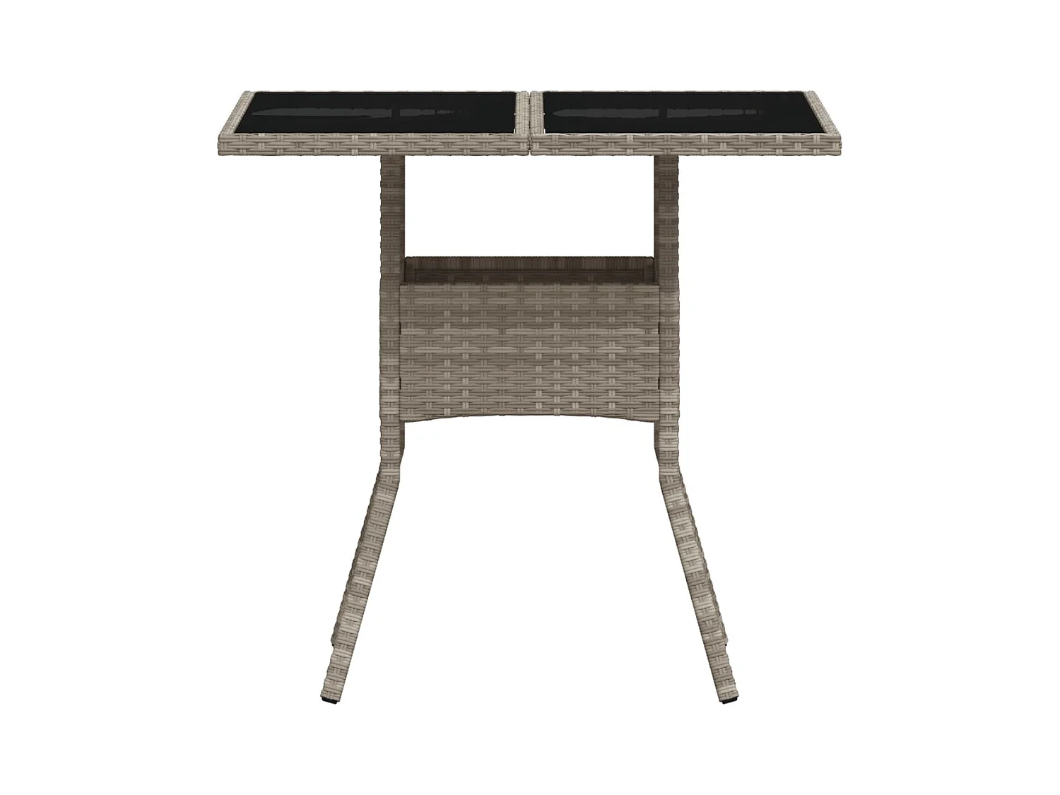 Table de jardin avec dessus en verre gris clair résine tressée