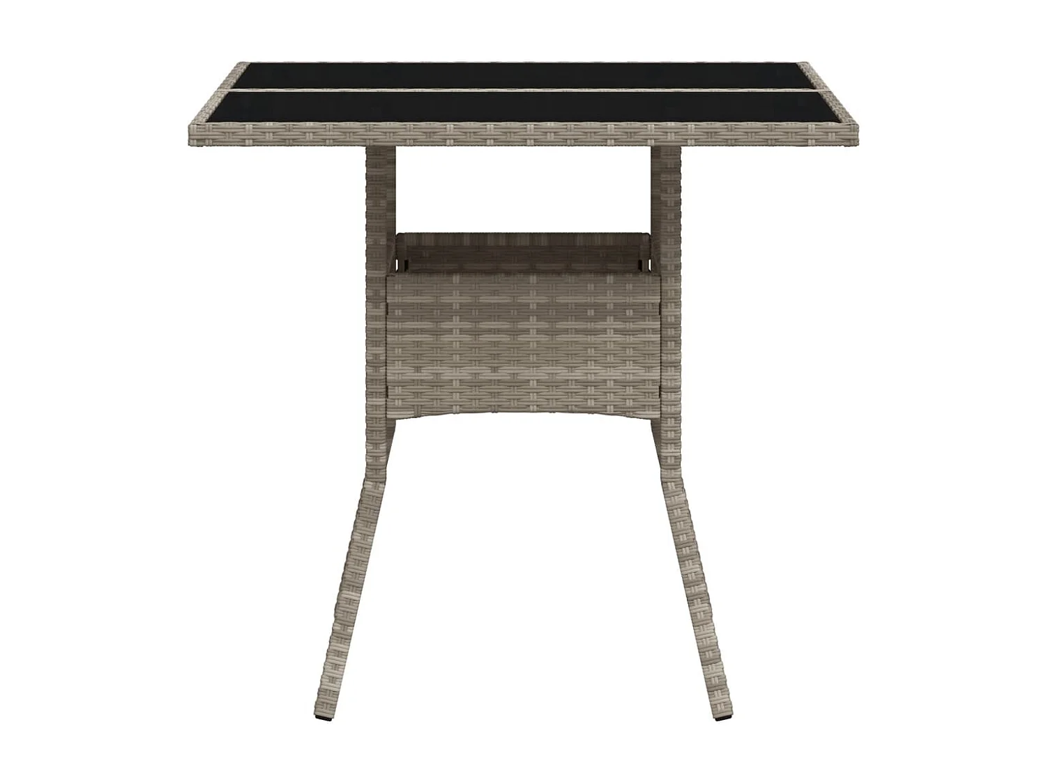 Table de jardin avec dessus en verre gris clair résine tressée