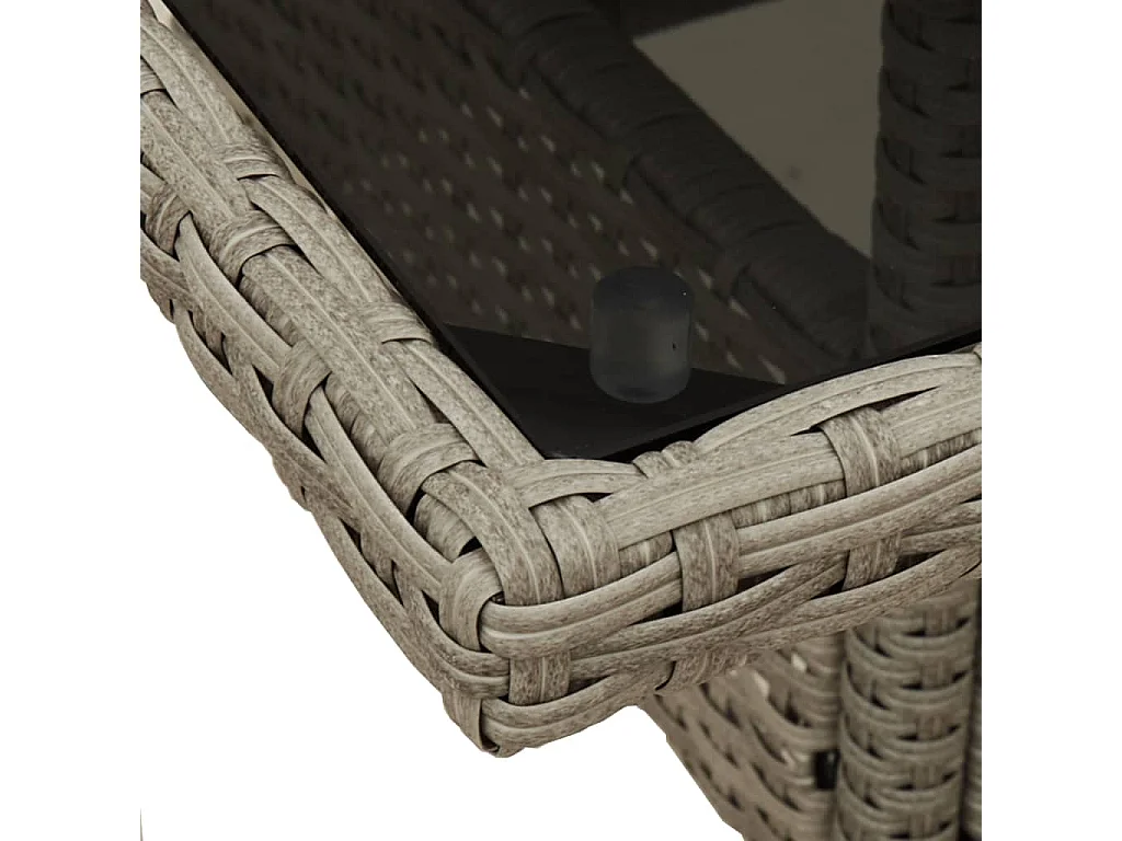 Table de jardin avec dessus en verre gris clair résine tressée