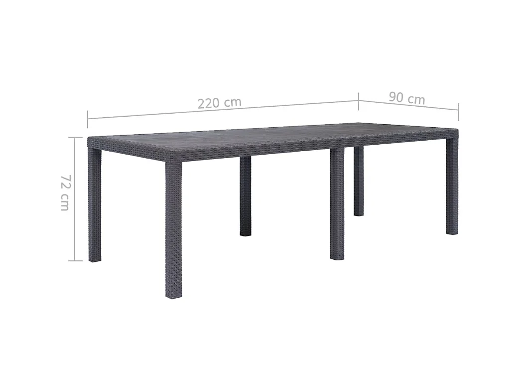 Table de jardin Marron 220x90x72 Plastique Aspect de rotin