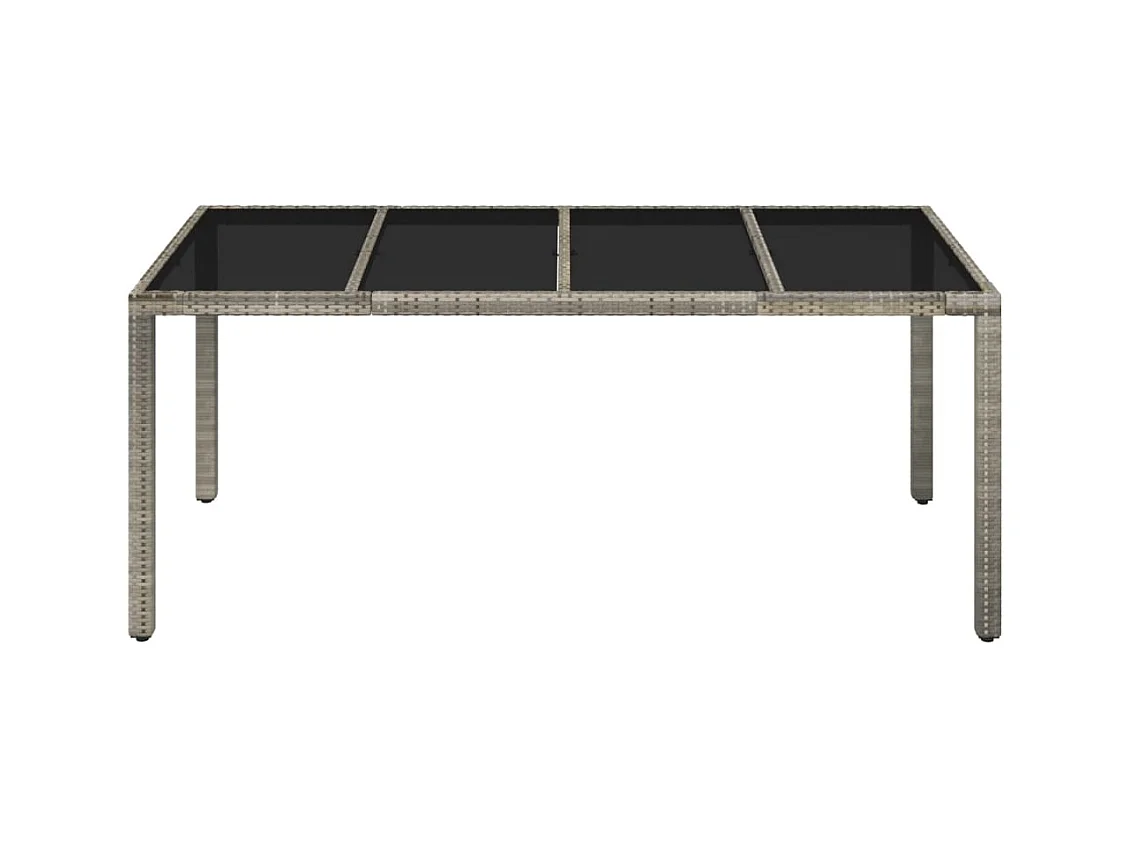 Table de jardin dessus en verre Gris 190x90x75 Résine tressée