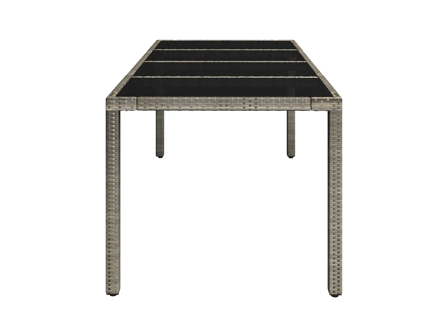 Table de jardin dessus en verre Gris 190x90x75 Résine tressée