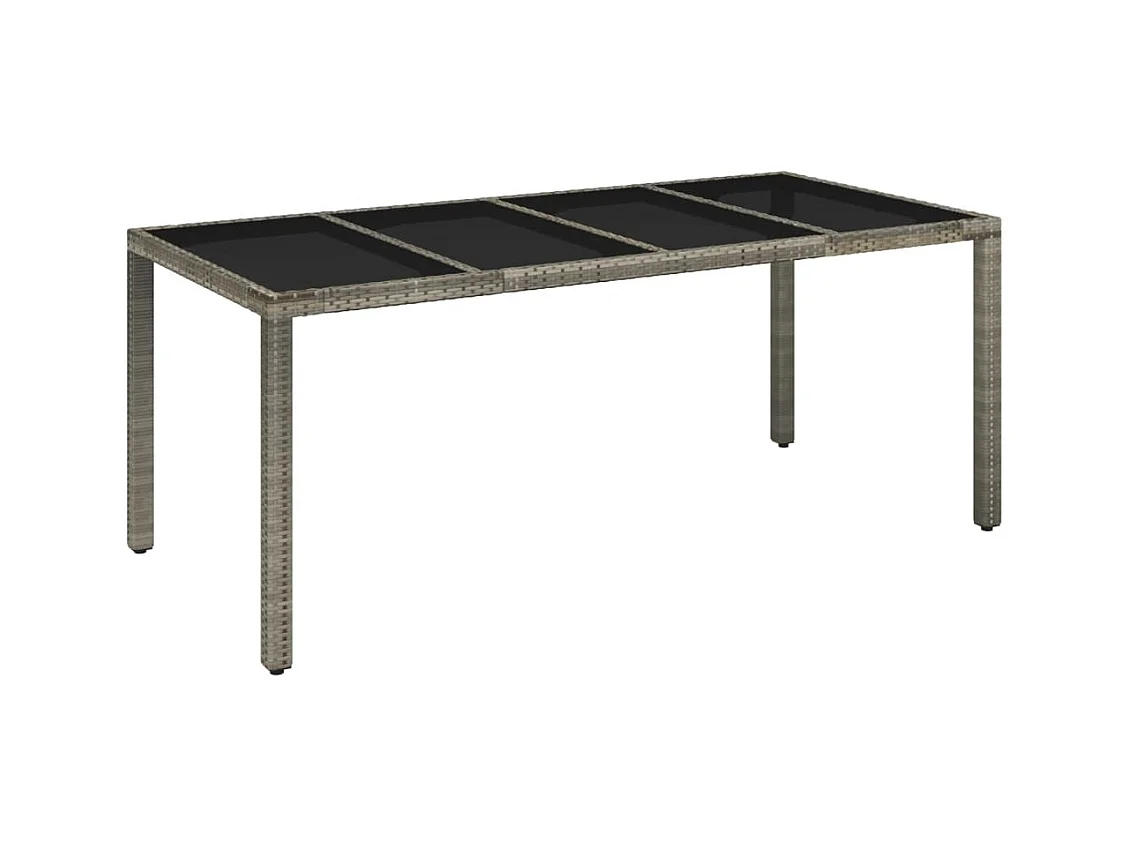 Table de jardin dessus en verre Gris 190x90x75 Résine tressée