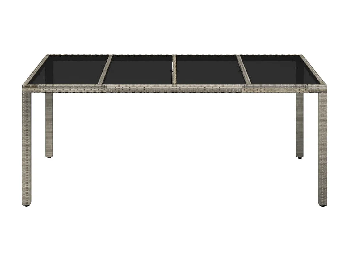 Table de jardin dessus en verre Gris 190x90x75 Résine tressée
