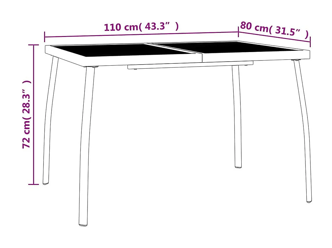Table de jardin anthracite 110x80x72 Treillis d'acier