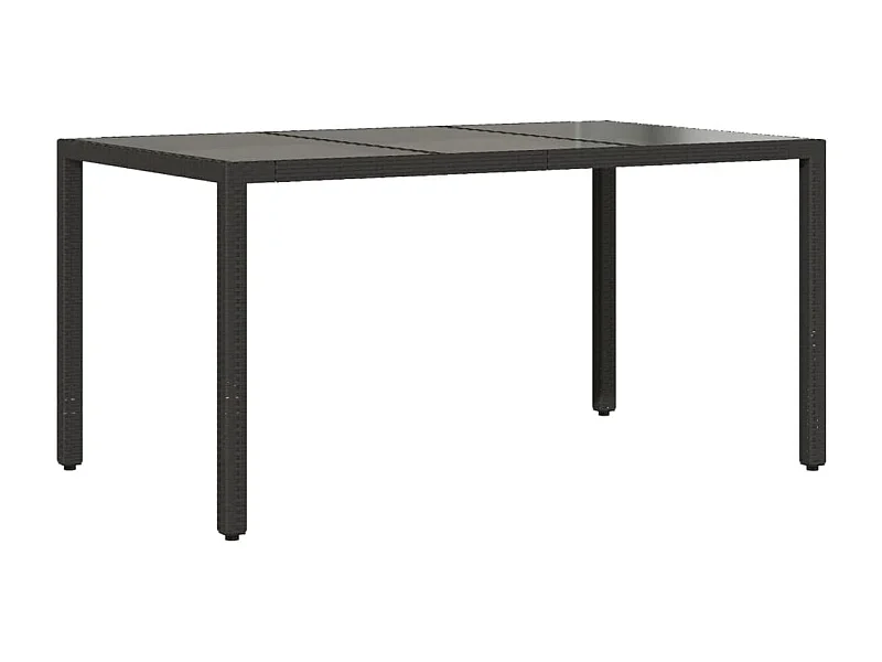Table de jardin dessus en verre Noir 150x90x75 Résine tressée