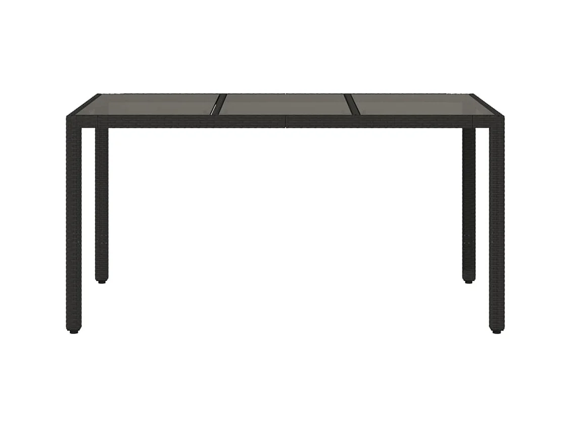Table de jardin dessus en verre Noir 150x90x75 Résine tressée