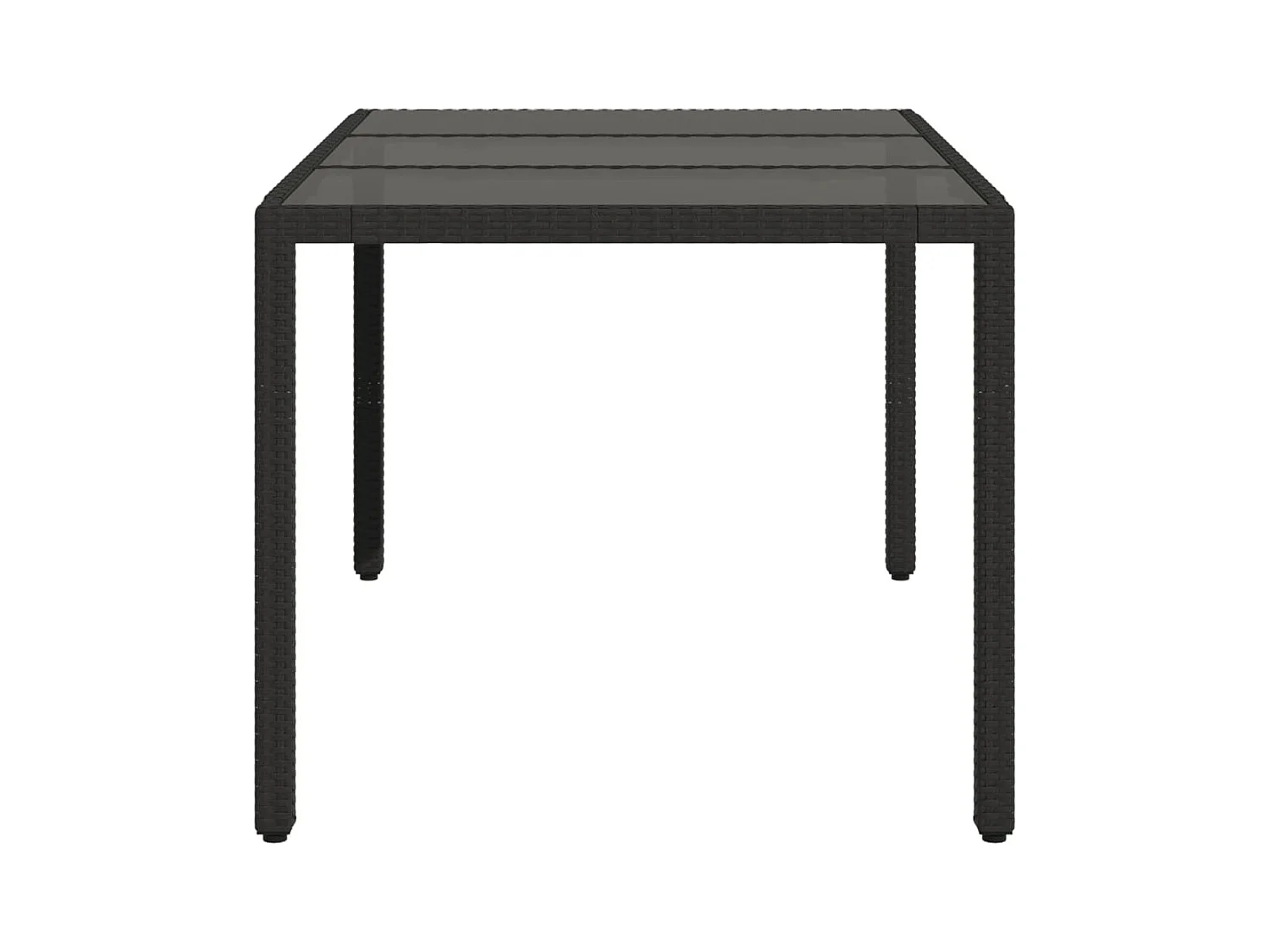 Table de jardin dessus en verre Noir 150x90x75 Résine tressée