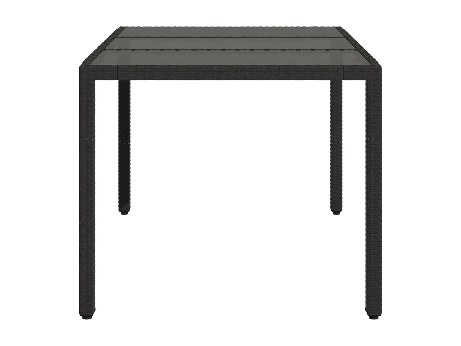 Table de jardin dessus en verre Noir 150x90x75 Résine tressée
