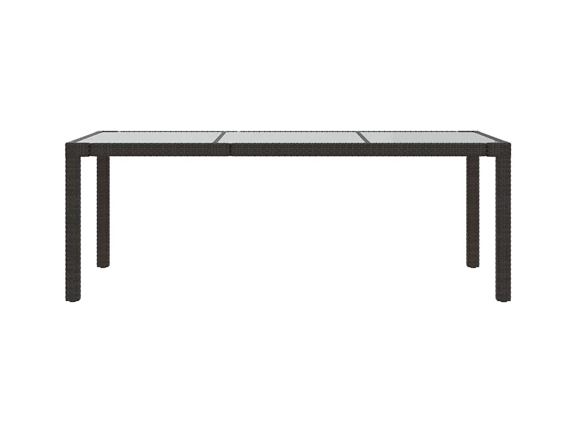 Table de jardin Marron 190x90x75 Verre trempé-résine tressée