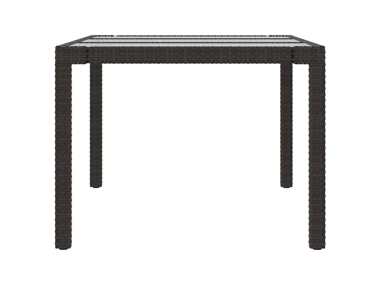 Table de jardin Marron 190x90x75 Verre trempé-résine tressée