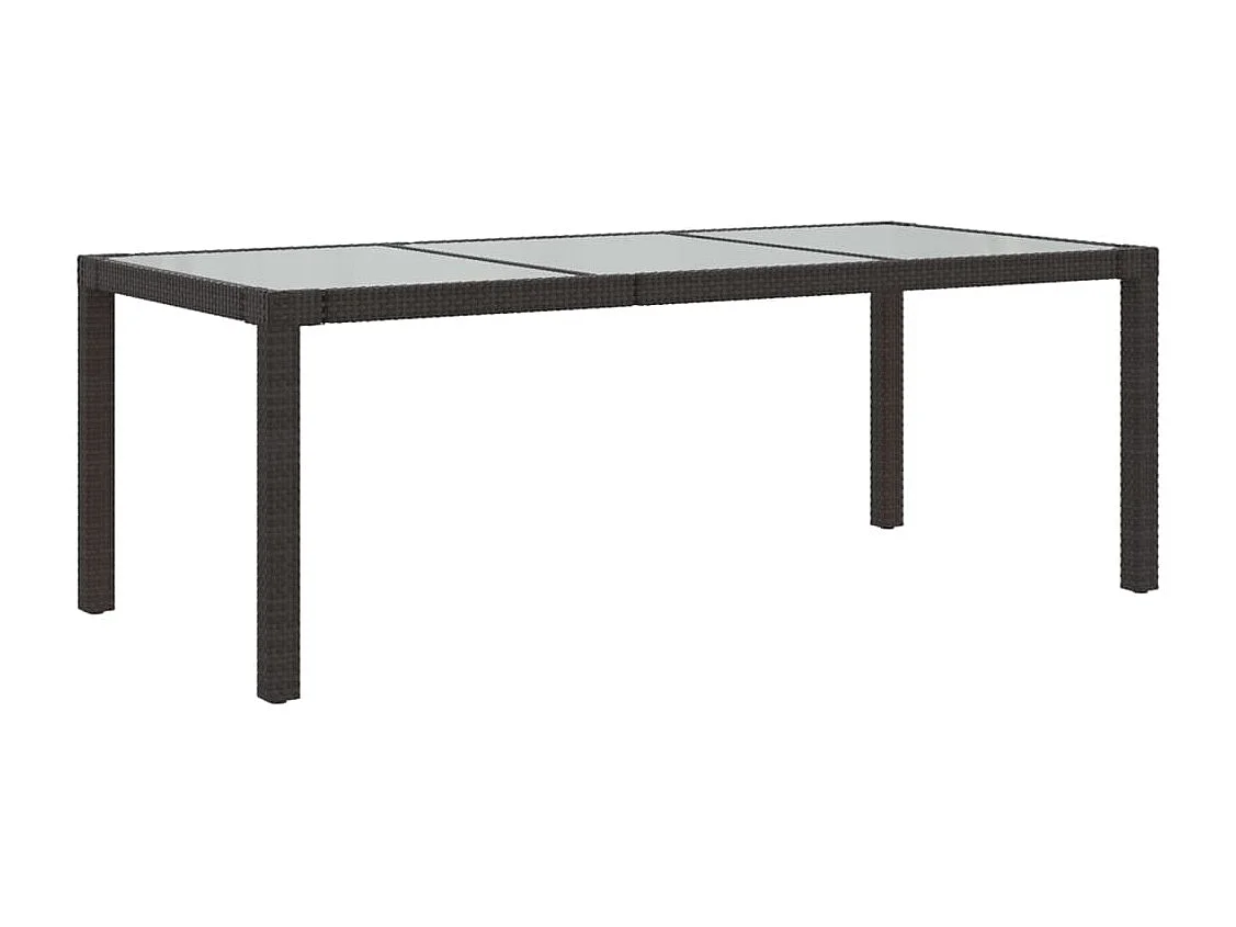 Table de jardin Marron 190x90x75 Verre trempé-résine tressée