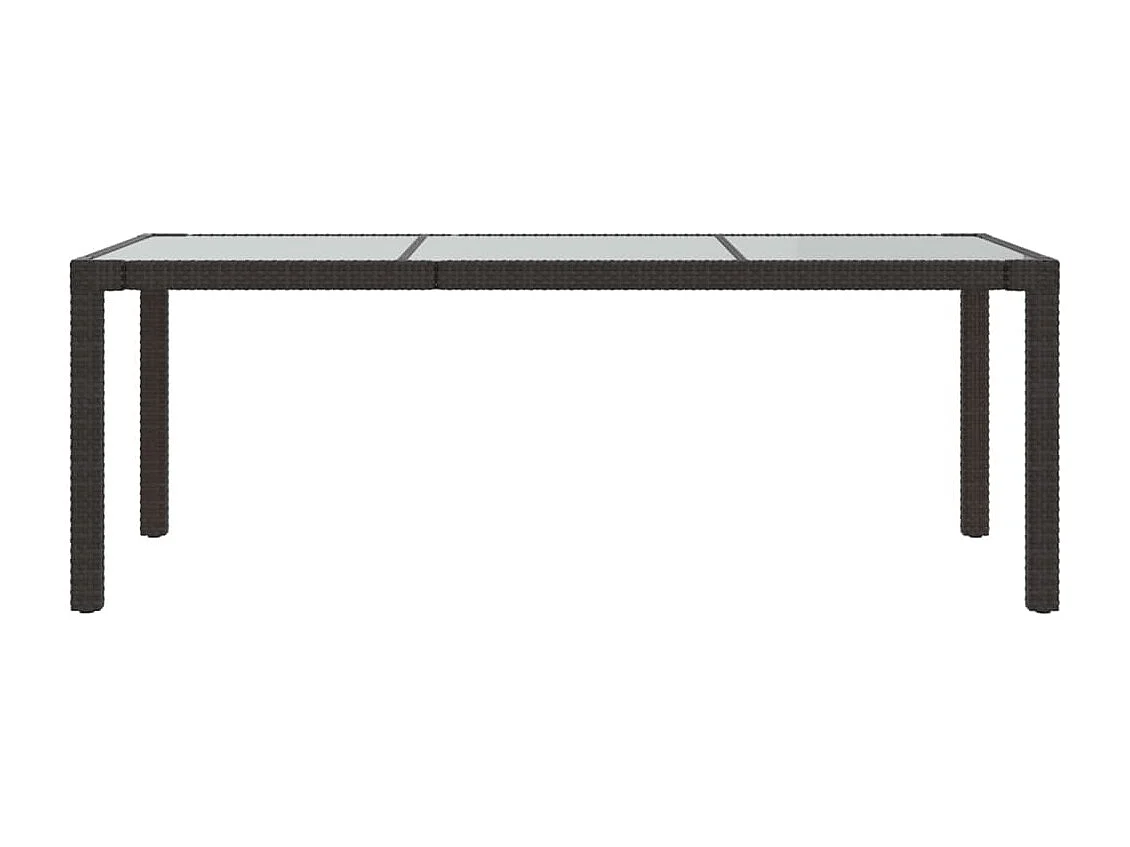 Table de jardin Marron 190x90x75 Verre trempé-résine tressée