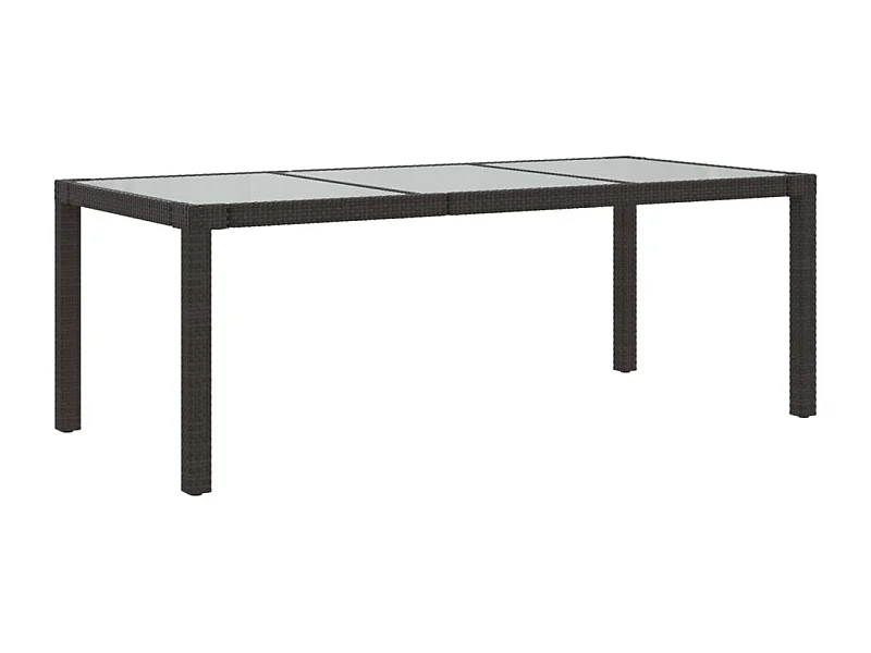 Table de jardin Marron 190x90x75 Verre trempé-résine tressée