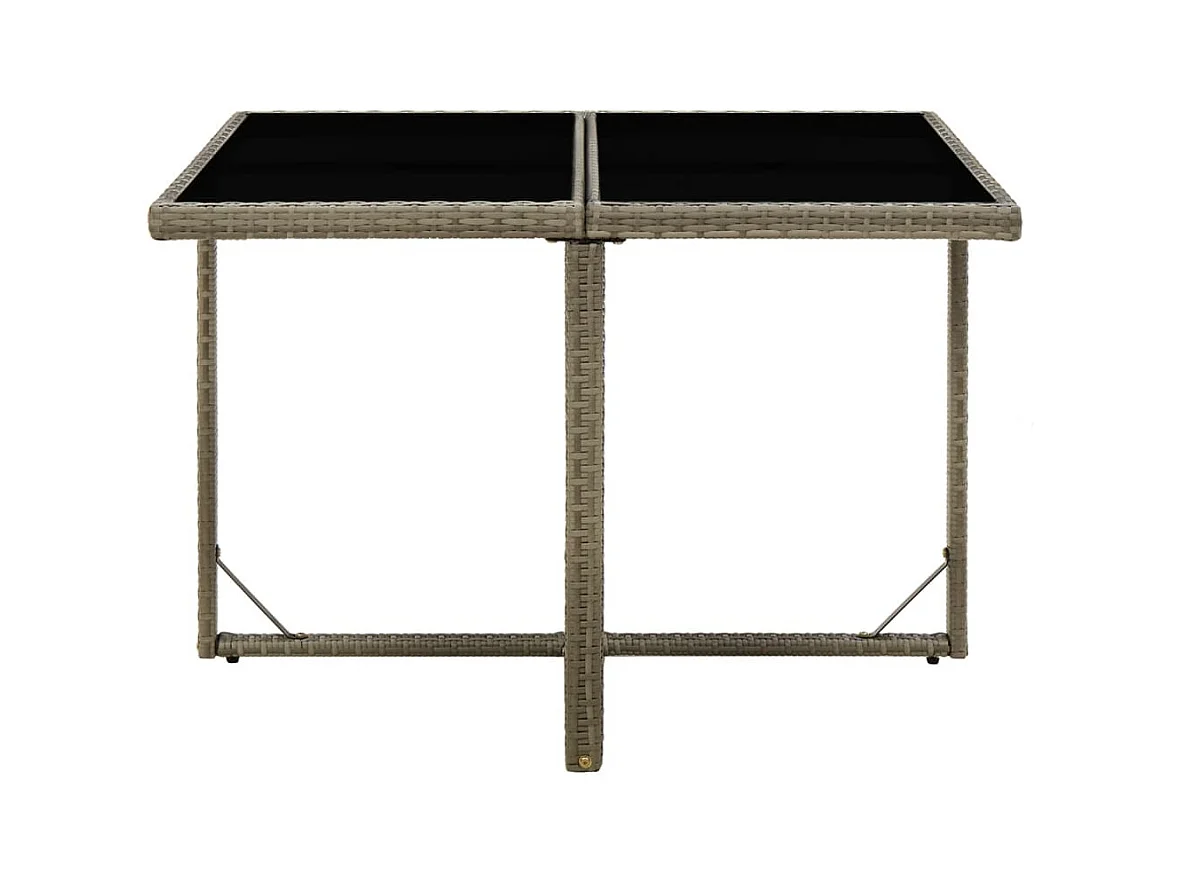 Table de jardin Gris 109x107x74 Résine tressée et verre