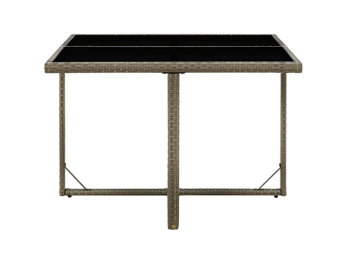 Table de jardin Gris 109x107x74 Résine tressée et verre