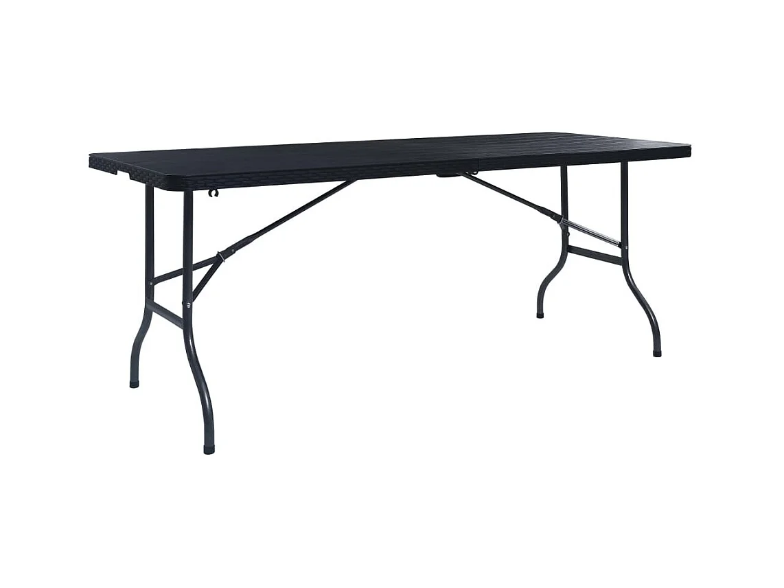 Table pliable de jardin Noir 180x75x72 PEHD Imitation rotin 2