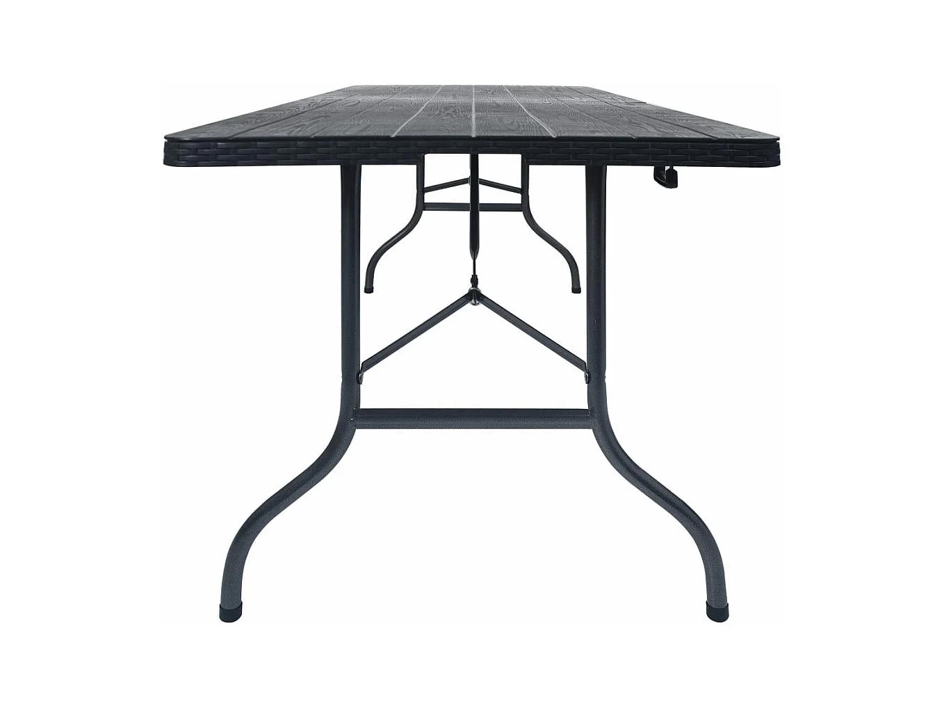 Table pliable de jardin Noir 180x75x72 PEHD Imitation rotin 2