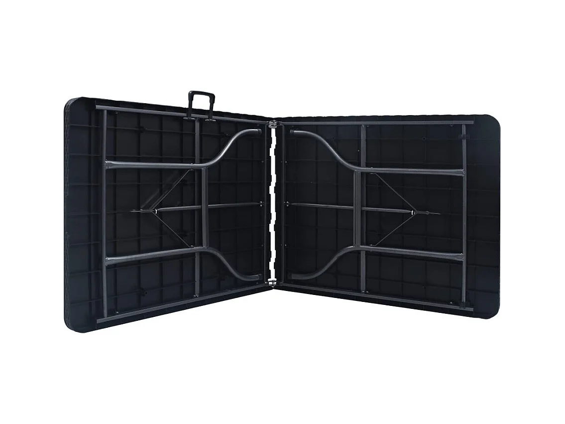 Table pliable de jardin Noir 180x75x72 PEHD Imitation rotin 2