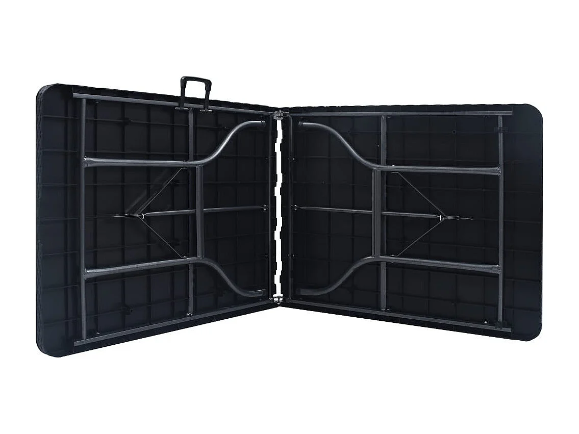 Table pliable de jardin Noir 180x75x72 PEHD Imitation rotin 2