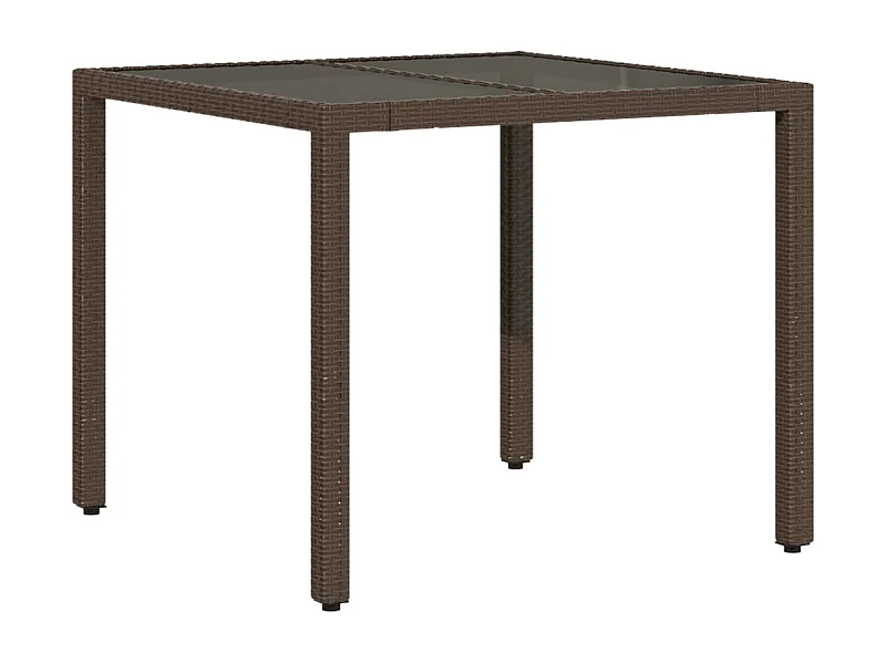 Table de jardin avec dessus en verre marron résine tressée