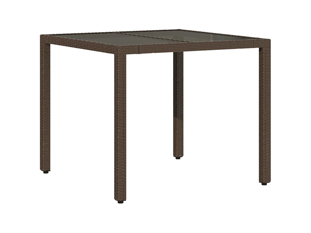 Table de jardin avec dessus en verre marron résine tressée
