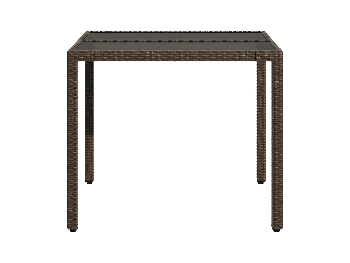 Table de jardin avec dessus en verre marron résine tressée