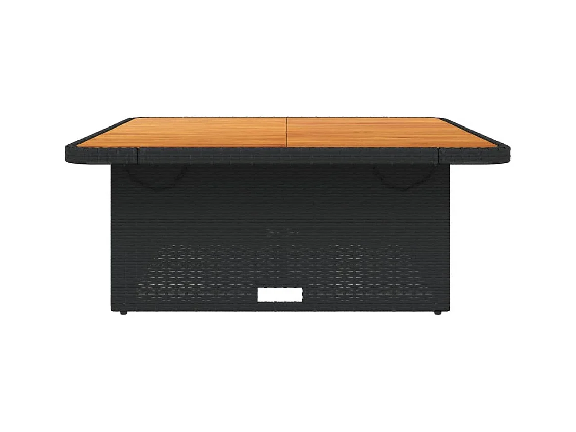 Table de jardin noir 110x110x71 résine tressée et bois acacia