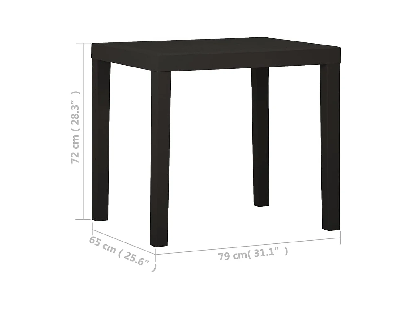 Table de jardin Anthracite 79x65x72 Plastique