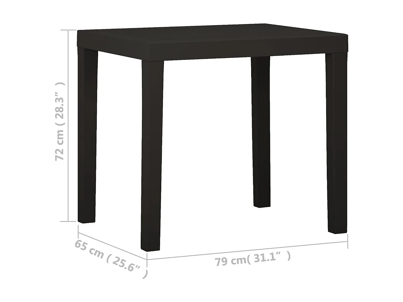 Table de jardin Anthracite 79x65x72 Plastique