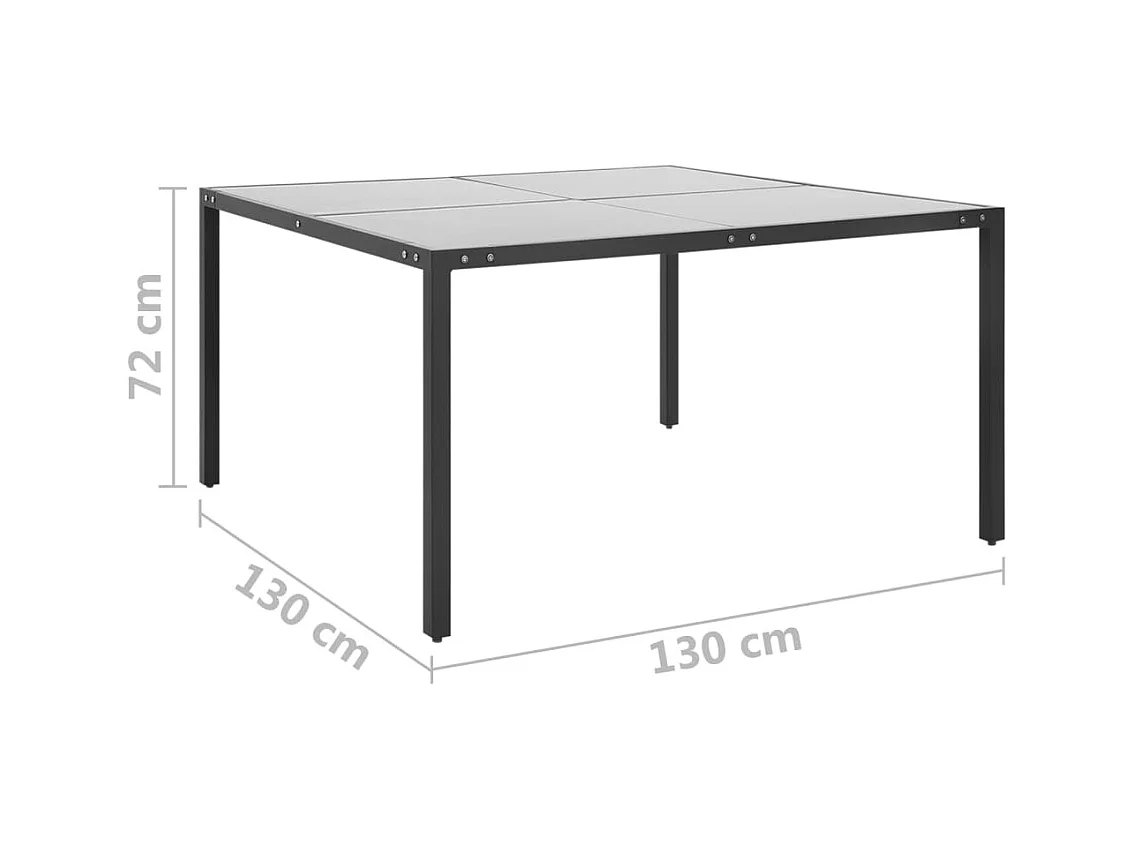Table de jardin Anthracite 130x130x72 Acier et verre
