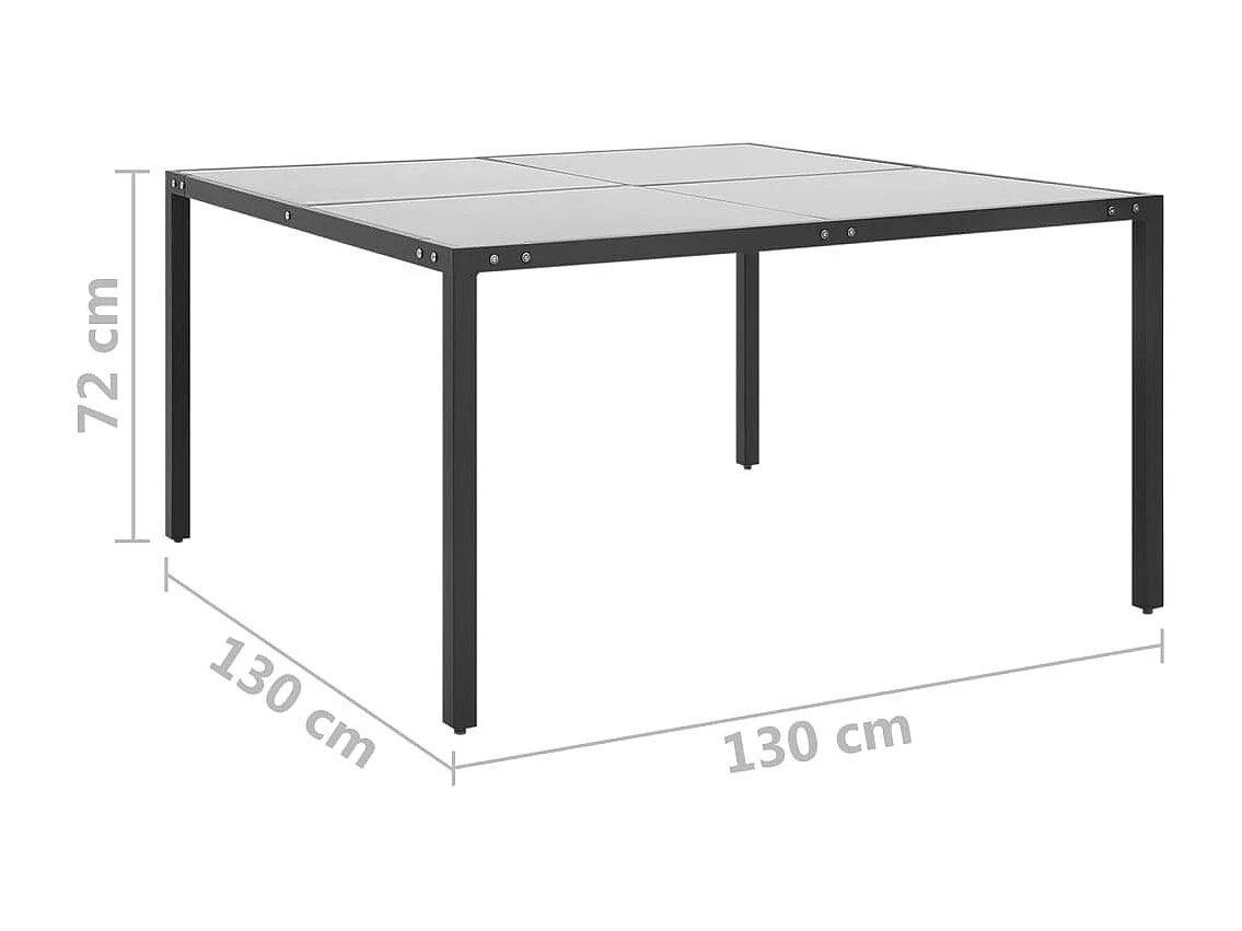 Table de jardin Anthracite 130x130x72 Acier et verre